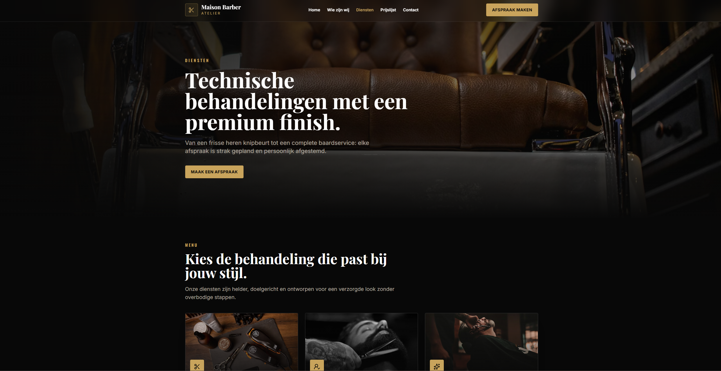 Barbershop website prijslijst