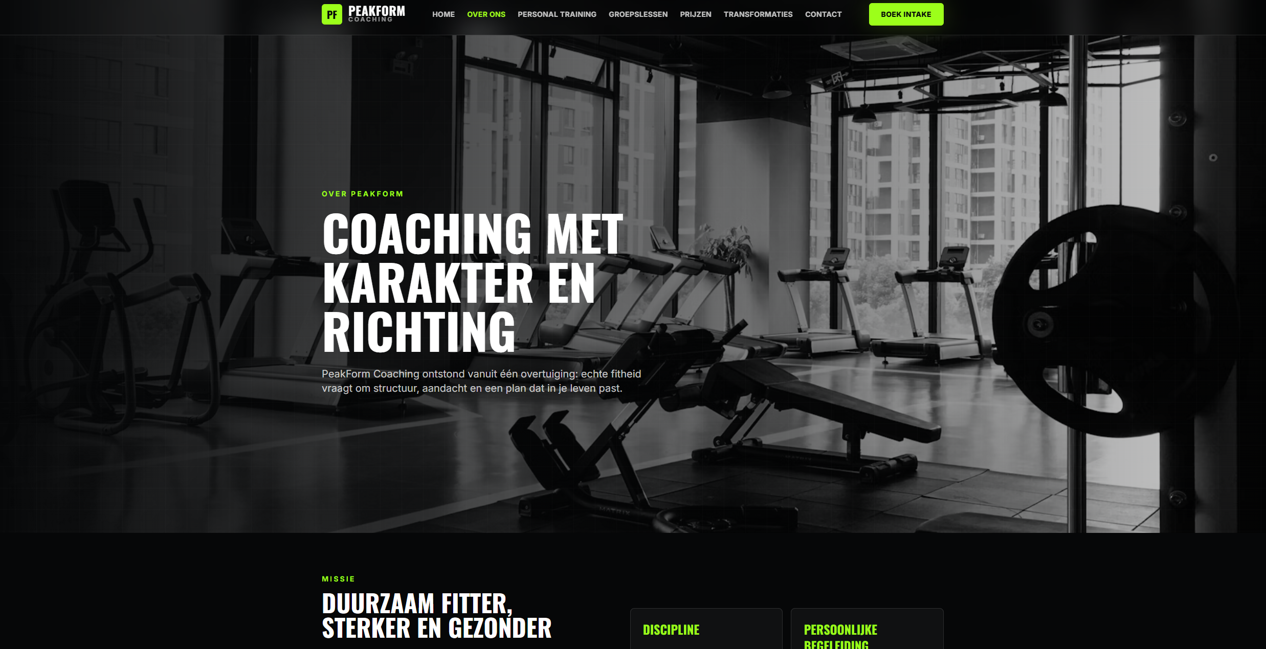 Personal trainer over ons pagina